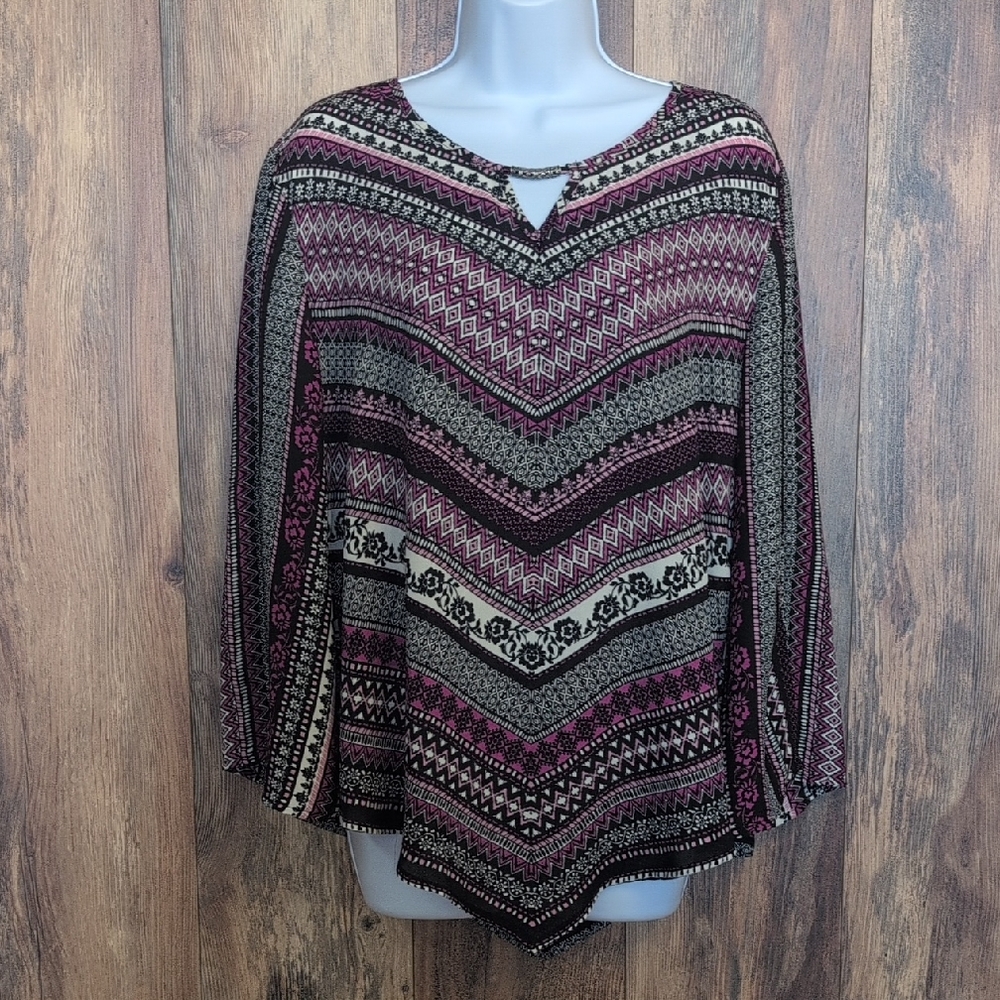 NWT Roz & Ali Patterned Tunic Blouse XL                   D247